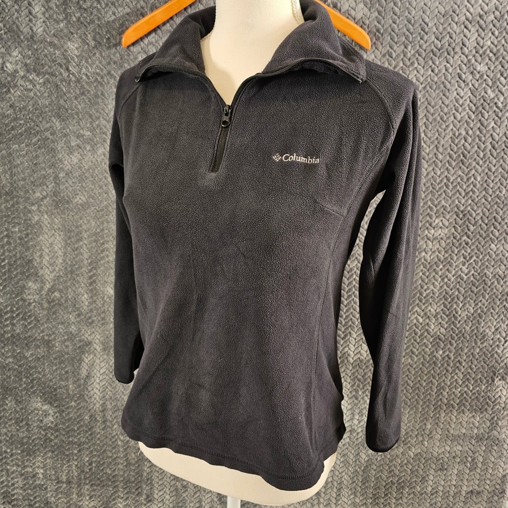 Columbia Fleece Pullover Sweatshirt Women Medium Gray‎ Quarter Zip Long Sleeve